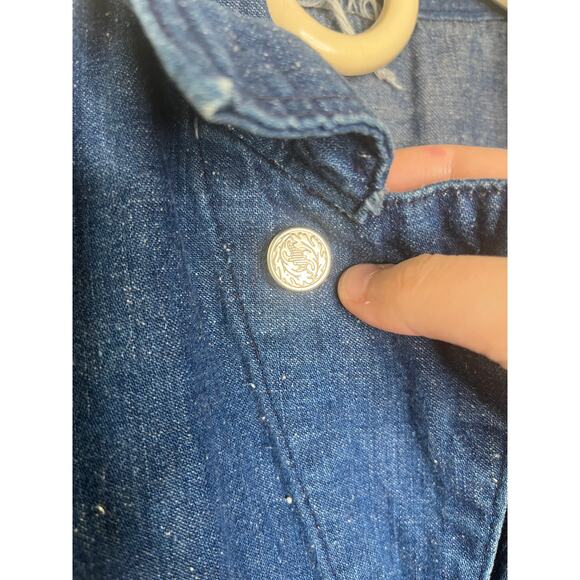 1950s Heavy Thick Distressed Denim Garage Grunge Coveralls Jumpsuit Work Wear M - Picture 5 of 12